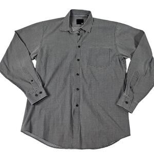 Nicole Miller NMAN Dress Shirt Size Large Gray Geometric Check Pattern